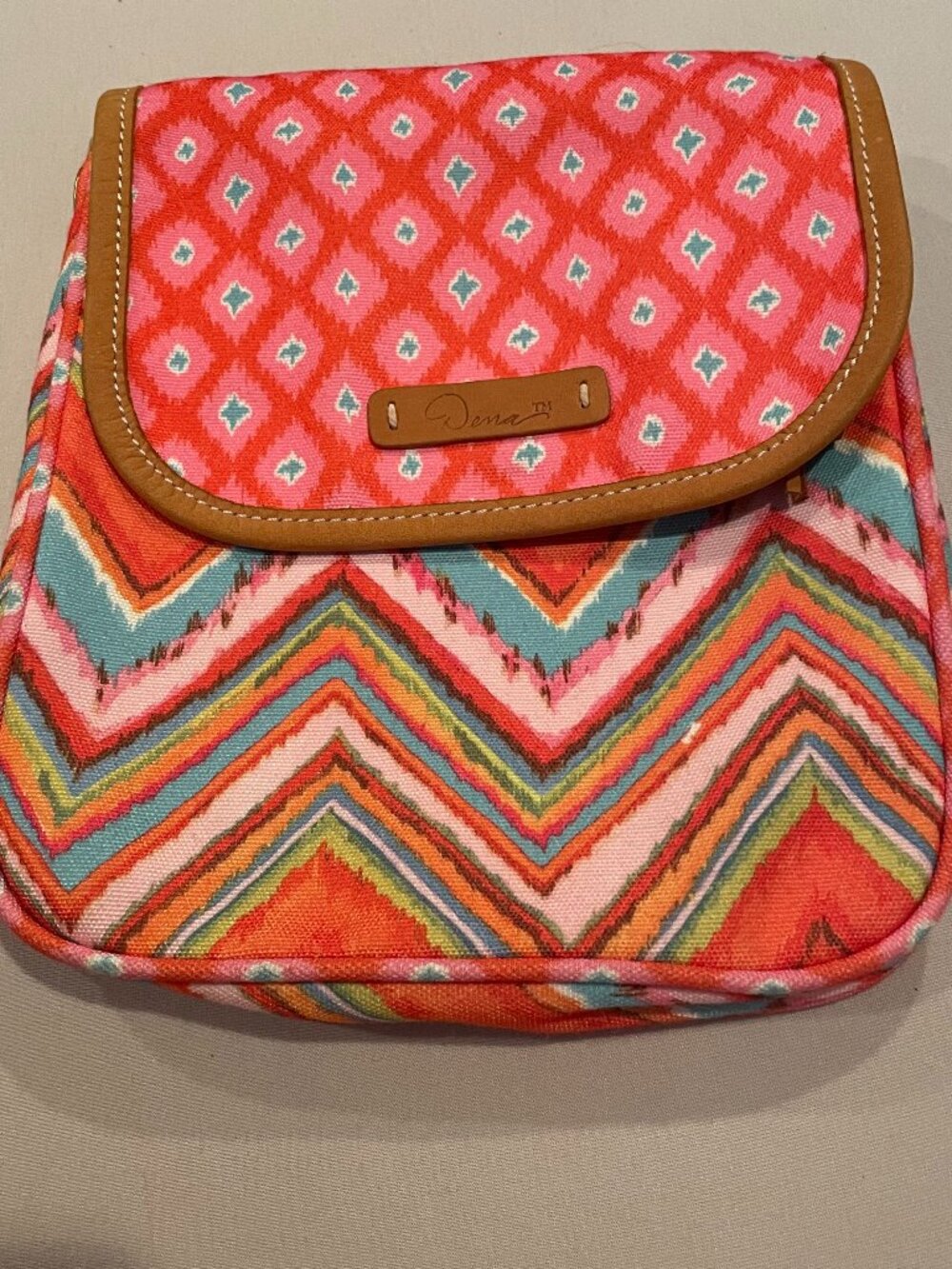Dena Fabric Crossbody Purse Boho Print Magnetic Flap No Strap EUC